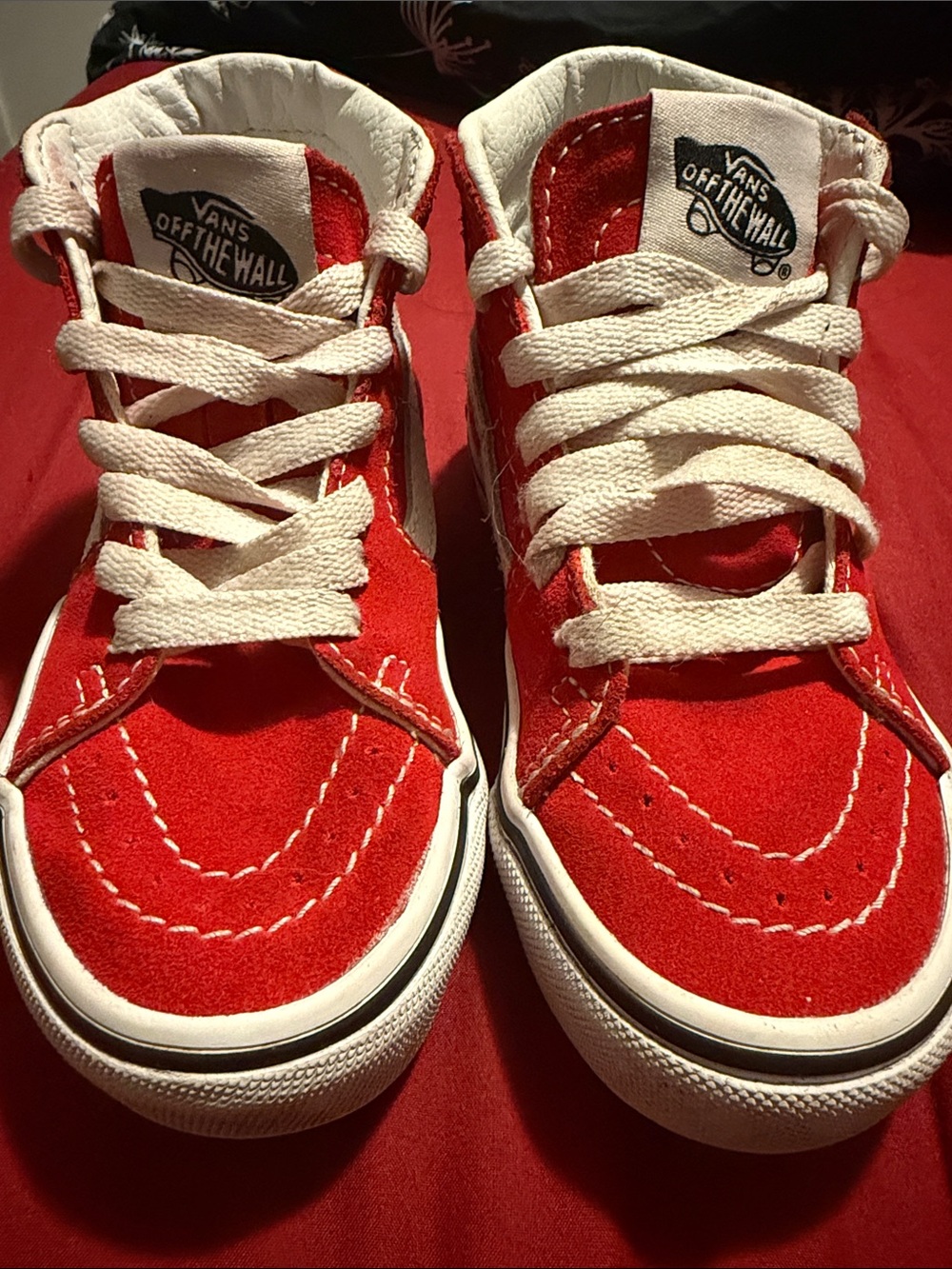 Vans Kids Red and White High-Top Sneakers